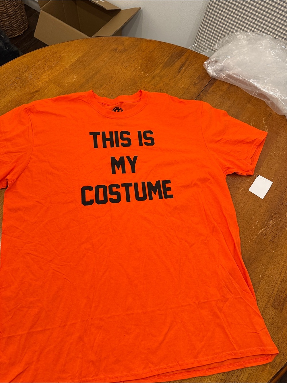 H&M Orange Short Sleeve Tee with Black 'THIS IS MY COSTUME' xxl